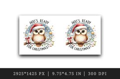 Watercolor owl branch Santa hat Hoo Ready for Christmas quote print 20 oz tumbler skinny mug wrap clipart t-shirt sublimation printable design