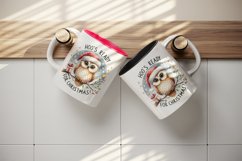 Watercolor owl branch Santa hat Hoo Ready for Christmas quote print 20 oz tumbler skinny mug wrap clipart t-shirt sublimation printable design
