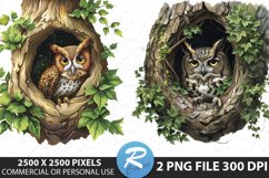 Watercolor Owl Sublimation PNG Clipart Product Image 1