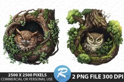 Watercolor Owl Illustration PNG Clipart Product Image 1
