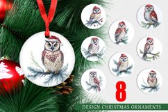 Christmas Ornaments Watercolor Owl Product Image 1