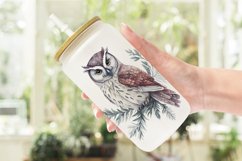 Watercolor Owl Christmas Glass Can Wraps Product Image 2