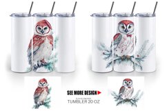 Watercolor Owl Christmas Tumbler Sublimation Wrap Product Image 2