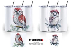 Watercolor Owl Christmas Tumbler Sublimation Wrap Product Image 3