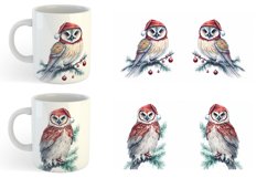 Watercolor Owl Christmas Mug sublimation design Product Image 3