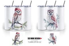 Watercolor Owl Christmas Tumbler Sublimation Wrap Product Image 5