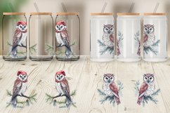Watercolor Owl Christmas Glass Can Wraps Product Image 5