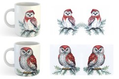 Watercolor Owl Christmas Mug sublimation design Product Image 4