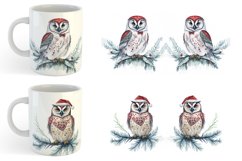 Watercolor Owl Christmas Mug sublimation design Product Image 5