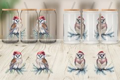 Watercolor Owl Christmas Glass Can Wraps Product Image 6