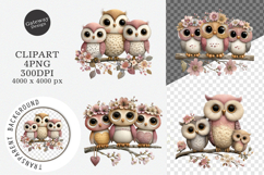 Watercolor Owl Trio Clipart Product Image 1