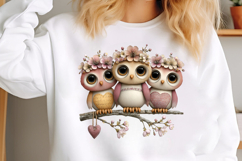 Watercolor Owl Trio Clipart Product Image 3