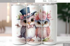 Cute Watercolor Owl Tumbler Design|Bird Sublimation Product Image 1