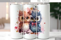 Cute Watercolor Owl Tumbler Design|Bird Sublimation Product Image 1