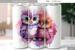 Cute Watercolor Owl Tumbler Design|Bird Sublimation Product Image 1