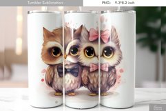 Cute Watercolor Owl Tumbler Design|Bird Sublimation Product Image 1