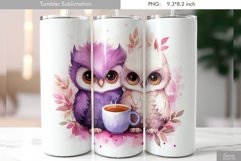 Cute Watercolor Owl Tumbler Design|Bird Sublimation Product Image 1