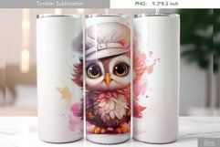 Cute Watercolor Owl Tumbler Design|Bird Sublimation Product Image 1