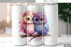 Cute Watercolor Owl Tumbler Design|Bird Sublimation Product Image 1