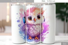 Cute Watercolor Owl Tumbler Design|Bird Sublimation Product Image 1
