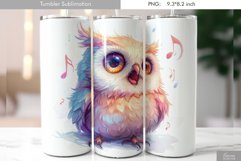 Cute Watercolor Owl Tumbler Design|Bird Sublimation Product Image 1