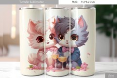 Cute Watercolor Cat Tumbler Design|Bird Sublimation Product Image 1