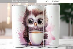Cute Watercolor Owl Tumbler Design|Bird Sublimation Product Image 1