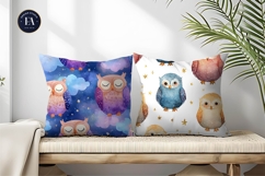 Butterfly Night Watercolor Owls Seamless Digital Paper Product Image 2