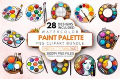 Watercolor Paint Palette Clipart Bundle Product Image 1