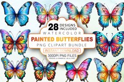 Watercolor Painted Butterflies Clipart Bundle Product Image 1