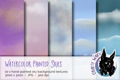 10 Watercolor Painted Skies - Digital Background Pack - Poster