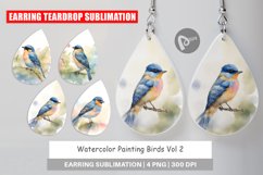 Earring teardrop sublimation design Watercolor Painting Bird Product Image 1