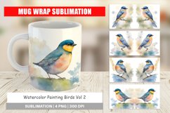 Mug sublimation design Watercolor Painting Birds Product Image 1