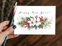 New Year Card Watercolor. Christmas Card Printable PNG Product Image 5