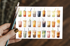 Boba Tea Clipart Bubble Tea Watercolor Product Image 2