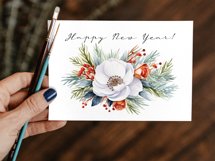 New Year Card Watercolor. Christmas Card Printable PNG Product Image 2