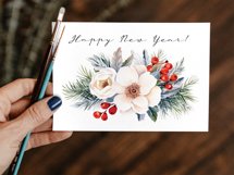 New Year Card Watercolor. Christmas Card Printable PNG Product Image 4