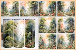 watercolor painting of a forest landscape 3D Tumbler Wrap Product Image 1