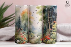 watercolor painting of a forest landscape 3D Tumbler Wrap Product Image 2