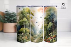 watercolor painting of a forest landscape 3D Tumbler Wrap Product Image 3