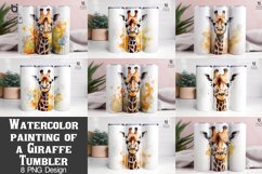 Watercolor Giraffe Sublimation Tumbler Design Product Image 1