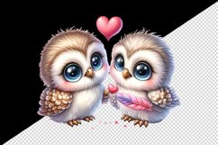 Watercolor pair of cute friendly owls holding heart Love Valentine Day print 20oz tumbler skinny mug wrap clipart t-shirt sublimation printable design