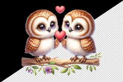 Watercolor pair of cute friendly owls holding heart Love Valentine Day print 20oz tumbler skinny mug wrap clipart t-shirt sublimation printable design