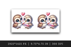 Watercolor pair of cute friendly owls holding heart Love Valentine Day print 20oz tumbler skinny mug wrap clipart t-shirt sublimation printable design