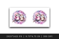 Watercolor pair of cute friendly owls pink sparkle Love Valentine Day print 20 oz tumbler skinny mug wrap clipart t-shirt sublimation printable design