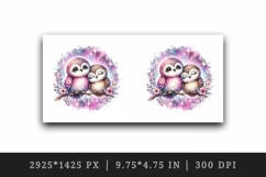 Watercolor pair of cute friendly owls pink sparkle Love Valentine Day print 20 oz tumbler skinny mug wrap clipart t-shirt sublimation printable design