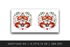 Watercolor pair of cute friendly red foxes hearts Love Valentine Day print 20 oz tumbler skinny mug wrap clipart t-shirt sublimation printable design
