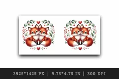 Watercolor pair of cute friendly red foxes hearts Love Valentine Day print 20 oz tumbler skinny mug wrap clipart t-shirt sublimation printable design