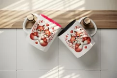 Watercolor pair of cute friendly red foxes hearts Love Valentine Day print 20 oz tumbler skinny mug wrap clipart t-shirt sublimation printable design