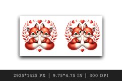 Watercolor pair of cute friendly red foxes hearts Love Valentine Day print 20 oz tumbler skinny mug wrap clipart t-shirt sublimation printable design